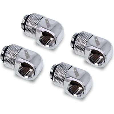 Alphacool Eiszapfen L-Verbinder drehbar G1/4 AG auf G1/4 IG - 4pcs Set Chrome, Wasserkühlung Anschluss, Silber Alphacool Eiszapfen L-Verbinder drehbar G1/4 AG auf G1/4 IG - 4pcs Set Chrome, Wasserkühlung Anschluss, Silber