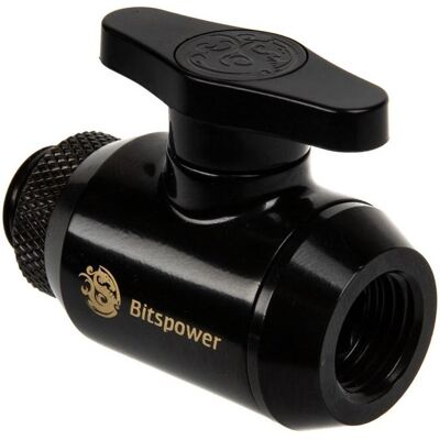 Bitspower Absperrhahn 1x IG 1/4 Zoll & 1x G1/4 Zoll AG, drehbar, Wasserkühlung Anschluss, Schwarz Bitspower Absperrhahn 1x IG 1/4 Zoll & 1x G1/4 Zoll AG, drehbar, Wasserkühlung Anschluss, Schwarz