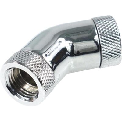 Alphacool HF Winkeladapter 45° G1/4 drehbar 2x Innengewinde Chr, Wasserkühlung Anschluss, Silber Alphacool HF Winkeladapter 45° G1/4 drehbar 2x Innengewinde Chr, Wasserkühlung Anschluss, Silber