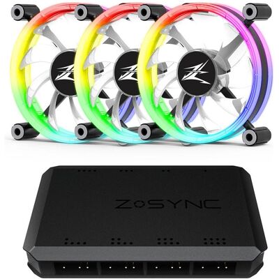 Zalman 120mm ZM-LF120 ARGB Triple Pack inkl. Controller (120 mm, 3x), PC Lüfter, Schwarz Zalman 120mm ZM-LF120 ARGB Triple Pack inkl. Controller (120 mm, 3x), PC Lüfter, Schwarz