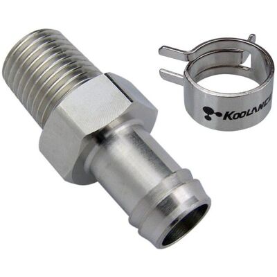 Koolance barb fitting, 10mm inner diameter, 1/4 NPT thread, Wasserkühlung Anschluss, Silber Koolance barb fitting, 10mm inner diameter, 1/4 NPT thread, Wasserkühlung Anschluss, Silber