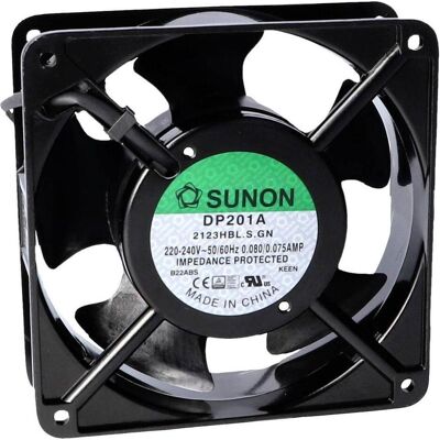 Sunon Lüfter 230V 120x38 K L 144.4m³/h 44dBA (120 mm, 1x), PC Lüfter, Schwarz Sunon Lüfter 230V 120x38 K L 144.4m³/h 44dBA (120 mm, 1x), PC Lüfter, Schwarz