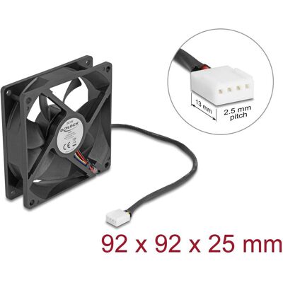 Delock Axiallüfter 12 V DC, 92 x 92 x 25 mm schwarz (92 mm, 1x), PC Lüfter, Schwarz Delock Axiallüfter 12 V DC, 92 x 92 x 25 mm schwarz (92 mm, 1x), PC Lüfter, Schwarz