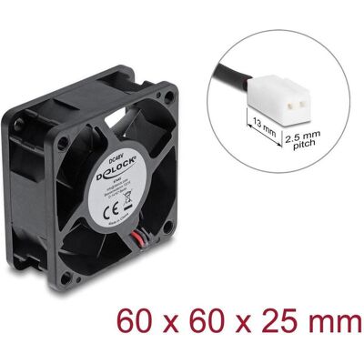 Delock Axiallüfter 48 V DC, 60 x 60 x 25 mm mit 2 Pin Lüfteranschluss schwarz (67445) (60 mm), PC Lüfter, Schwarz Delock Axiallüfter 48 V DC, 60 x 60 x 25 mm mit 2 Pin Lüfteranschluss schwarz (67445) (60 mm), PC Lüfter, Schwarz