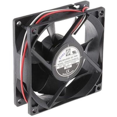 RS PRO Lüfter 80x80x25mm 24VDC 6W 68m³/h (80 mm), PC Lüfter, Schwarz RS PRO Lüfter 80x80x25mm 24VDC 6W 68m³/h (80 mm), PC Lüfter, Schwarz