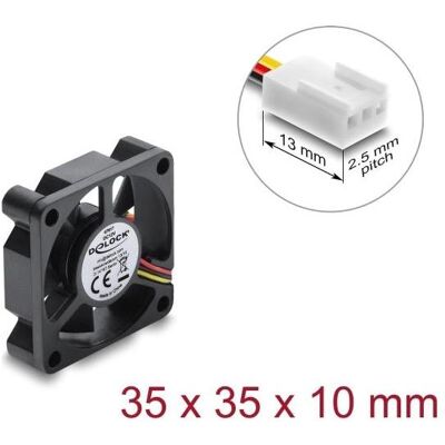 Delock Axialventilator 12 V DC, 35 x 35 x 10 mm, schwarz, PC Lüfter, Schwarz Delock Axialventilator 12 V DC, 35 x 35 x 10 mm, schwarz, PC Lüfter, Schwarz