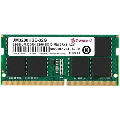 Transcend SO DDR4 PC 3200 CL22 JetRam, JM3200HSE-32G (2 x 8GB, 3200 MHz, DDR4-RAM, SO-DIMM), RAM Transcend SO DDR4 PC 3200 CL22 JetRam, JM3200HSE-32G (2 x 8GB, 3200 MHz, DDR4-RAM, SO-DIMM), RAM