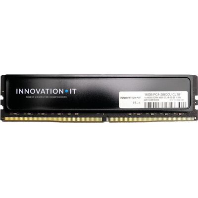 Innovation IT 3600 16GB CL18 1.35V mit Heatspreader (CL18-22-22) (1 x 16GB, 3600 MHz, DDR4-RAM, DIMM), RAM, Schwarz Innovation IT 3600 16GB CL18 1.35V mit Heatspreader (CL18-22-22) (1 x 16GB, 3600 MHz, DDR4-RAM, DIMM), RAM, Schwarz