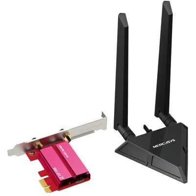 Mercusys MA49BE BE9300 Tri-Band WiFi7 PCIe adapter (Mini PCI Express), Netzwerkkarte, Schwarz Mercusys MA49BE BE9300 Tri-Band WiFi7 PCIe adapter (Mini PCI Express), Netzwerkkarte, Schwarz