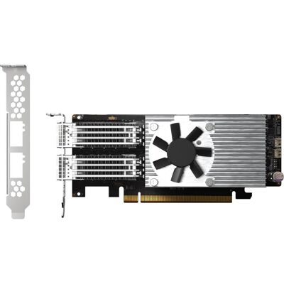 QNAP Dual-port QSFP28, 100GbE, network expansion card, low-profile form factor, PCIe Gen4 x16, NAS Zubehör QNAP Dual-port QSFP28, 100GbE, network expansion card, low-profile form factor, PCIe Gen4 x16, NAS Zubehör