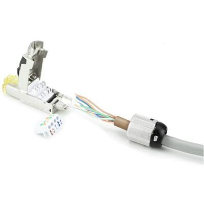 ACT Field termination plug RJ45 CAT6A shielded, toolless, 4PPoE 100W, Netzwerkkarte, Silber, Schwarz ACT Field termination plug RJ45 CAT6A shielded, toolless, 4PPoE 100W, Netzwerkkarte, Silber, Schwarz