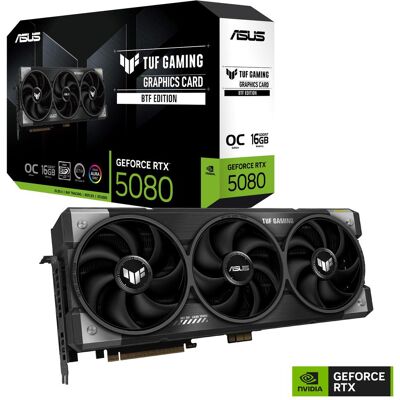 Asus TUF GeForce RTX 5080 OC 16GB GDDR7 BTF GAMING 2xHDMI 3xDP (16 GB, GDDR7), Grafikkarte, Schwarz Asus TUF GeForce RTX 5080 OC 16GB GDDR7 BTF GAMING 2xHDMI 3xDP (16 GB, GDDR7), Grafikkarte, Schwarz