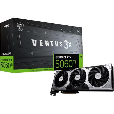 MSI GeForce RTX 5060 Ti Ventus 3X OC (16 GB, GDDR7), Grafikkarte, Schwarz, Grau MSI GeForce RTX 5060 Ti Ventus 3X OC (16 GB, GDDR7), Grafikkarte, Schwarz, Grau
