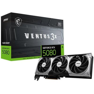 MSI RTX 5080 16G VENTUS 3X OC BLACK (16 GB), Grafikkarte, Schwarz MSI RTX 5080 16G VENTUS 3X OC BLACK (16 GB), Grafikkarte, Schwarz