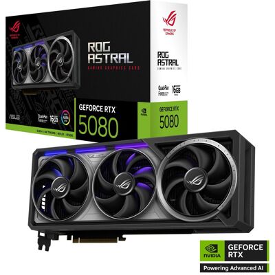 Asus ROG Astral GeForce RTX 5080 (16 GB, GDDR7), Grafikkarte, Schwarz Asus ROG Astral GeForce RTX 5080 (16 GB, GDDR7), Grafikkarte, Schwarz