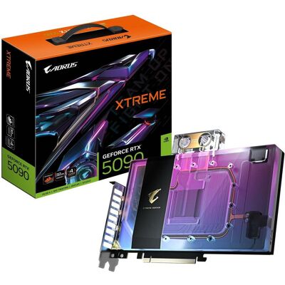 Gigabyte AORUS GeForce RTX 5090 XTREME WATERFORCE WB (32 GB, GDDR7), Grafikkarte, Schwarz, Transparent Gigabyte AORUS GeForce RTX 5090 XTREME WATERFORCE WB (32 GB, GDDR7), Grafikkarte, Schwarz, Transparent