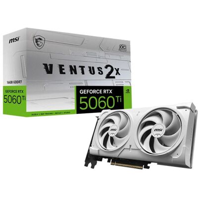 MSI GeForce RTX 5060 Ti 16G VENTUS 2X OC WHITE (16 GB, GDDR7), Grafikkarte, Schwarz, Grau, Weiss MSI GeForce RTX 5060 Ti 16G VENTUS 2X OC WHITE (16 GB, GDDR7), Grafikkarte, Schwarz, Grau, Weiss