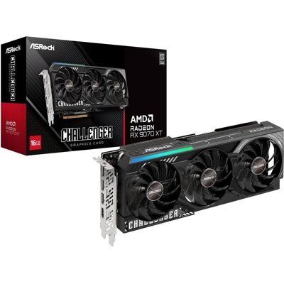 ASRock Radeon RX 9070 XT Challenger (16 GB, GDDR6), Grafikkarte, Schwarz ASRock Radeon RX 9070 XT Challenger (16 GB, GDDR6), Grafikkarte, Schwarz