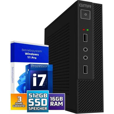 GMR Ultra Smart Mini i7 Office-PC mit 16 GB RAM, 512 GB SSD, USB 3, Windows 11 Prof, WLAN Bluetooth (512 GB, 16 GB), PC GMR Ultra Smart Mini i7 Office-PC mit 16 GB RAM, 512 GB SSD, USB 3, Windows 11 Prof, WLAN Bluetooth (512 GB, 16 GB), PC