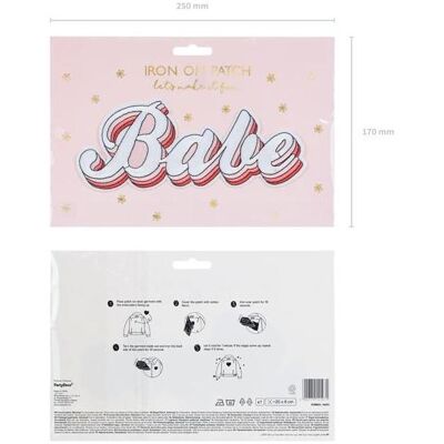 Partydeco Iron on patch Babe, mix, 20x8cm (1 pkt / 1 pc.) (1 Stk.) Partydeco Iron on patch Babe, mix, 20x8cm (1 pkt / 1 pc.) (1 Stk.)