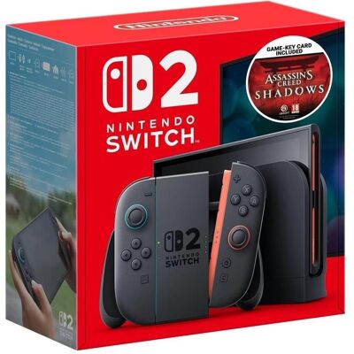 Nintendo Switch 2 + Assassin Creed Shadows, Spielkonsole, Schwarz, Blau, Rot Nintendo Switch 2 + Assassin Creed Shadows, Spielkonsole, Schwarz, Blau, Rot