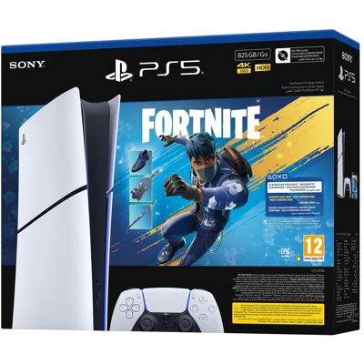 Sony PlayStation 5 Slim Digital + Fortnite Flowering Chaos, Spielkonsole, Schwarz, Weiss Sony PlayStation 5 Slim Digital + Fortnite Flowering Chaos, Spielkonsole, Schwarz, Weiss
