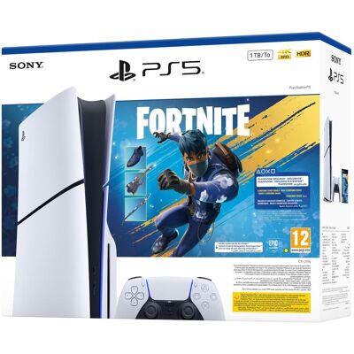 Sony PlayStation 5 Slim Disc + Fortnite Flowering Chaos, Spielkonsole, Schwarz, Weiss Sony PlayStation 5 Slim Disc + Fortnite Flowering Chaos, Spielkonsole, Schwarz, Weiss