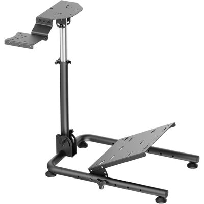 White Shark CONQUEROR-2 Foldable Racing Steering Wheel Stand With Gear Shifter Mount, Sim Rig, Schwarz, Grau White Shark CONQUEROR-2 Foldable Racing Steering Wheel Stand With Gear Shifter Mount, Sim Rig, Schwarz, Grau