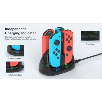 Deep Explorer - 4 In 1 Charging Station (Switch), Gaming Controller Zubehör, Schwarz Deep Explorer - 4 In 1 Charging Station (Switch), Gaming Controller Zubehör, Schwarz
