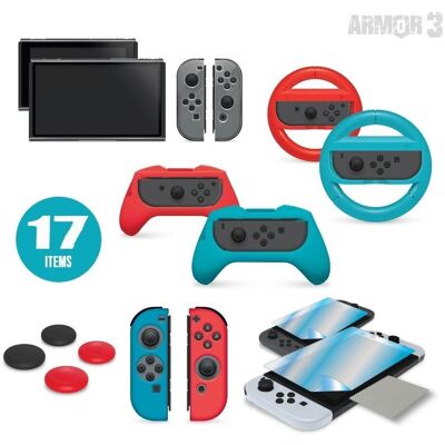 Armor3 Party Kit 17 in 1 Accessory Bundle (Switch, Switch OLED), Gaming Controller Zubehör, Mehrfarbig Armor3 Party Kit 17 in 1 Accessory Bundle (Switch, Switch OLED), Gaming Controller Zubehör, Mehrfarbig