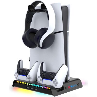 - iPega P5S006 Multifunctional Charging RGB Stand with Cooling for PS5 Slim Black (PS5), Gaming Controller Zubehör, Schwarz - iPega P5S006 Multifunctional Charging RGB Stand with Cooling for PS5 Slim Black (PS5), Gaming Controller Zubehör, Schwarz