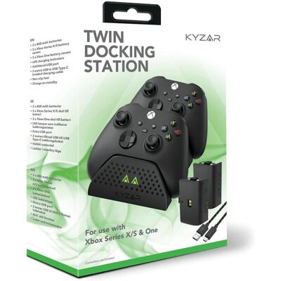 Vision Kyzar Twin Docking Station for Xbox Series X/S - Tilbehør til spillekonsol - Microsoft Xbox One (Xbox One S, Xbox Series S, Xbox Series X), Gaming Controller Zubehör, Schwarz Vision Kyzar Twin Docking Station for Xbox Series X/S - Tilbehør til spillekonsol - Microsoft Xbox One (Xbox One S, Xbox Series S, Xbox Series X), Gaming Controller Zubehör, Schwarz