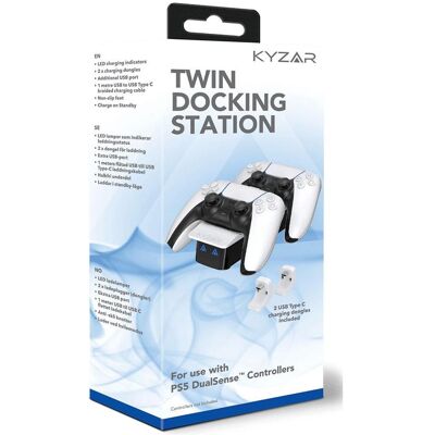 Vision Kyzar Twin Docking Station for PS5 (PS5), Gaming Controller Zubehör, Weiss, Schwarz Vision Kyzar Twin Docking Station for PS5 (PS5), Gaming Controller Zubehör, Weiss, Schwarz