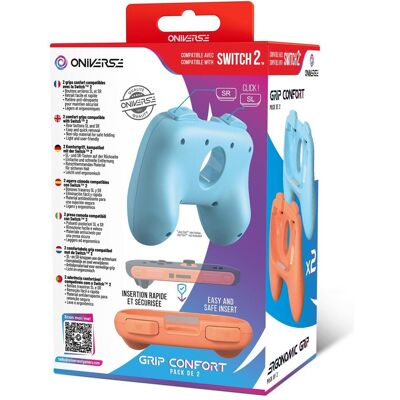 Oniverse Grip-Paar für Joycons (Switch 2), Gaming Controller Zubehör, Orange, Blau Oniverse Grip-Paar für Joycons (Switch 2), Gaming Controller Zubehör, Orange, Blau