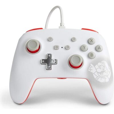 PowerA - Officially Licensed Nintendo - Enhanced Wired Controller - Mario White (EU) (Switch) (Switch), Gaming Controller, Grau, Weiss, Rot PowerA - Officially Licensed Nintendo - Enhanced Wired Controller - Mario White (EU) (Switch) (Switch), Gaming Controller, Grau, Weiss, Rot