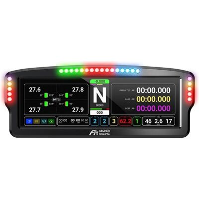 Ascher Racing Dashboard, 7,85” Zoll LCD-Touchscreen, 26 RGB-LEDs - schwarz, Gaming Controller, Schwarz Ascher Racing Dashboard, 7,85” Zoll LCD-Touchscreen, 26 RGB-LEDs - schwarz, Gaming Controller, Schwarz