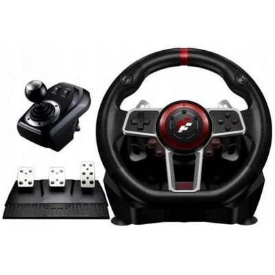 Flashfire ES900R - Kierownica 900 PC/PS4/Xbox/Switch + 3 pedały, 6 biegów (PC, PS4, Switch), Gaming Controller, Schwarz Flashfire ES900R - Kierownica 900 PC/PS4/Xbox/Switch + 3 pedały, 6 biegów (PC, PS4, Switch), Gaming Controller, Schwarz