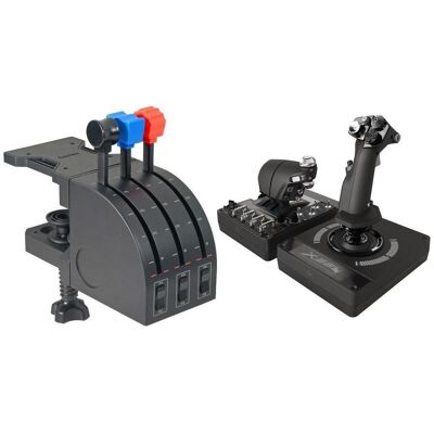Logitech Joystick G Saitek Pro Flight Throttle Quadrant (945-000015) + G X56 Hotas (945-000059) (PC), Gaming Controller, Schwarz Logitech Joystick G Saitek Pro Flight Throttle Quadrant (945-000015) + G X56 Hotas (945-000059) (PC), Gaming Controller, Schwarz