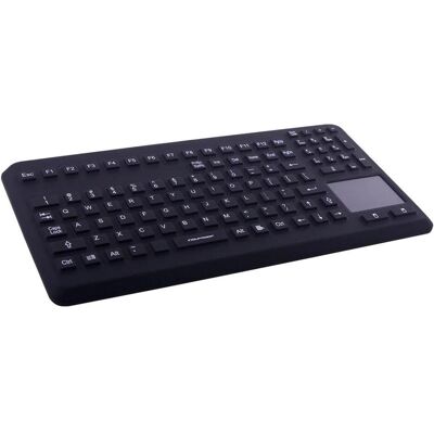 Gett InduProof Advanced silicone keyboard with touchpad and NUM block IP68 desinfectable 104 keys VE (DE, Kabelgebunden), Tastatur, Schwarz Gett InduProof Advanced silicone keyboard with touchpad and NUM block IP68 desinfectable 104 keys VE (DE, Kabelgebunden), Tastatur, Schwarz