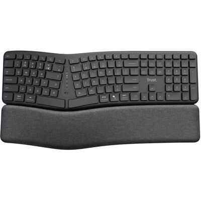 Trust Keyra Ergonomische Multi-Device-Funktastatur - Bluetooth, 2.4 GHz - DE- schwarz (DE, Kabellos), Tastatur, Schwarz Trust Keyra Ergonomische Multi-Device-Funktastatur - Bluetooth, 2.4 GHz - DE- schwarz (DE, Kabellos), Tastatur, Schwarz
