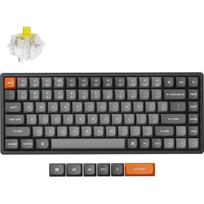 Keychron K2 Max 75% Alu RGB Banana bk H (DE, Kabelgebunden, Kabellos), Tastatur, Schwarz, Grau Keychron K2 Max 75% Alu RGB Banana bk H (DE, Kabelgebunden, Kabellos), Tastatur, Schwarz, Grau