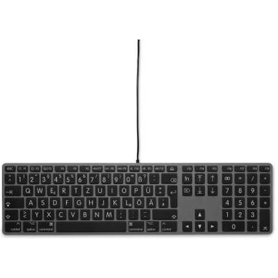 LMP Large Font USB Keyboard 110 keys wired USB keyboard with 2x USB and aluminum upper cover - German - (DE, Kabelgebunden), Tastatur, Grau LMP Large Font USB Keyboard 110 keys wired USB keyboard with 2x USB and aluminum upper cover - German - (DE, Kabelgebunden), Tastatur, Grau