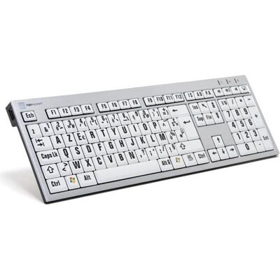 Logickeyboard XL-Print Slim Alu Black on White fr. (PC) (FR, Kabelgebunden), Tastatur, Weiss Logickeyboard XL-Print Slim Alu Black on White fr. (PC) (FR, Kabelgebunden), Tastatur, Weiss