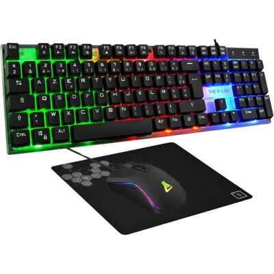 The G-Lab Combo Yttrium bundle 3 en 1 Noir RGB (FR, Kabelgebunden), Tastatur, Transparent, Schwarz The G-Lab Combo Yttrium bundle 3 en 1 Noir RGB (FR, Kabelgebunden), Tastatur, Transparent, Schwarz