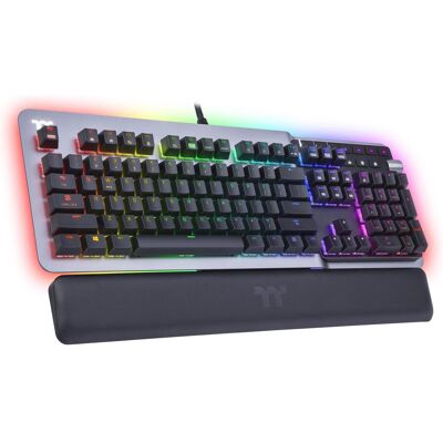 Thermaltake Clavier Gamer Mécanique (Cherry Mx Silver) Argent K5 RGB (Argent) (FR, Kabelgebunden), Tastatur, Schwarz, Silber Thermaltake Clavier Gamer Mécanique (Cherry Mx Silver) Argent K5 RGB (Argent) (FR, Kabelgebunden), Tastatur, Schwarz, Silber