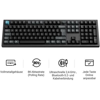 Keychron Q6 Ultra 8K (DE, Kabelgebunden, Kabellos), Tastatur, Schwarz Keychron Q6 Ultra 8K (DE, Kabelgebunden, Kabellos), Tastatur, Schwarz