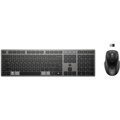 HP 725 Kombo mit wiederaufladbarer kabelloser Tastatur und Maus für mehrere Geräte, 499 g, 538 mm, 1 (DE, Kabellos), Tastatur, Schwarz HP 725 Kombo mit wiederaufladbarer kabelloser Tastatur und Maus für mehrere Geräte, 499 g, 538 mm, 1 (DE, Kabellos), Tastatur, Schwarz