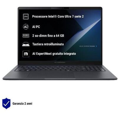 Asus ExpertBook B3 (90NX08N1-M00270) (16", 512 GB, 16 GB, DE, Intel Core Ultra 5 225), Notebook, Schwarz Asus ExpertBook B3 (90NX08N1-M00270) (16", 512 GB, 16 GB, DE, Intel Core Ultra 5 225), Notebook, Schwarz
