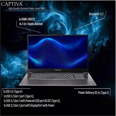 Captiva Power Starter I99-008GE Core i5 - (17.30", 2000 GB, 32 GB, DE, Intel Core i5-1335U), Notebook, Silber Captiva Power Starter I99-008GE Core i5 - (17.30", 2000 GB, 32 GB, DE, Intel Core i5-1335U), Notebook, Silber