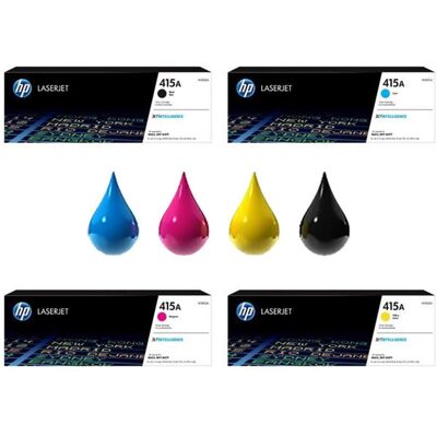 HP Toner, 415A Zwart/Cyaan/Magenta/Geel - Originele LaserJet Tonercartridge - 4-pack - Standaard Capaciteit (CMYK) HP Toner, 415A Zwart/Cyaan/Magenta/Geel - Originele LaserJet Tonercartridge - 4-pack - Standaard Capaciteit (CMYK)